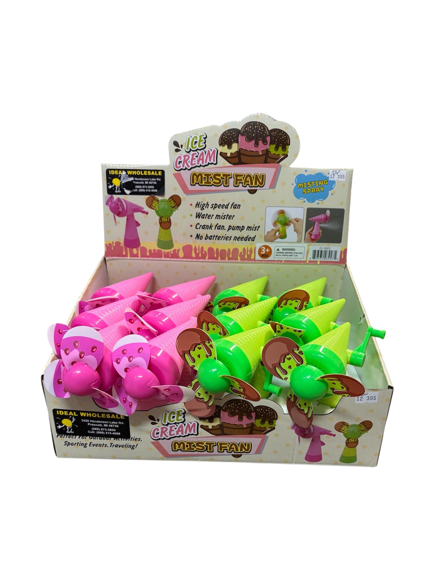 Ice Cream Hand Crank Fan With Mister