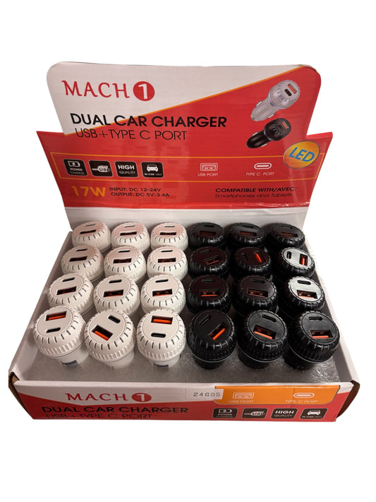 Dual USB/Type C Car Charger
