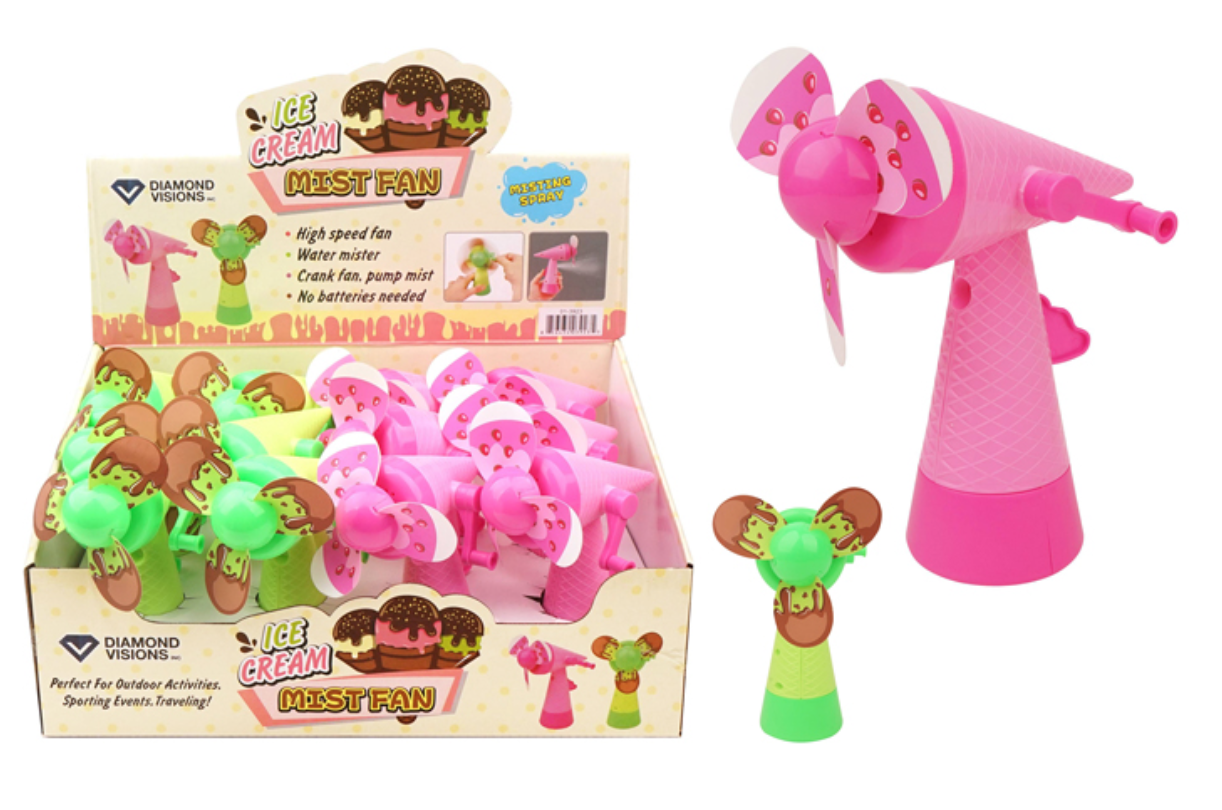 Ice Cream Hand Crank Fan With Mister