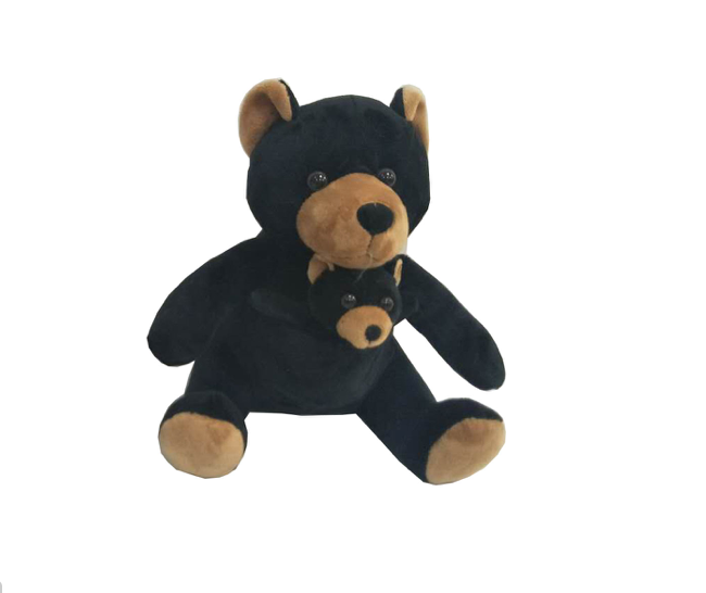 Plush Black Bear W/ Baby